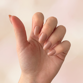 Butterscotch press-on nails — worn lifestyle hero