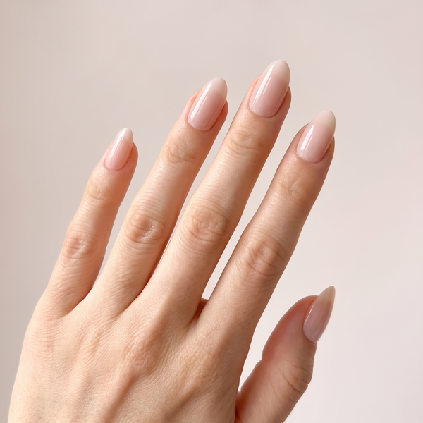 Bare Minimum press-on nails — worn lifestyle hero