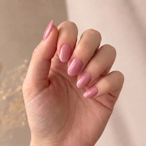 Bisou press-on nails — styled hand angle